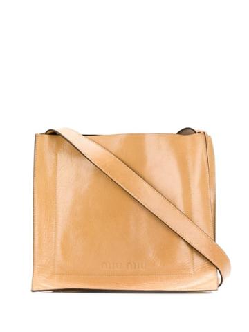 Miu Miu Pre-owned Embossed Logo Shoulder Bag - Neutrals