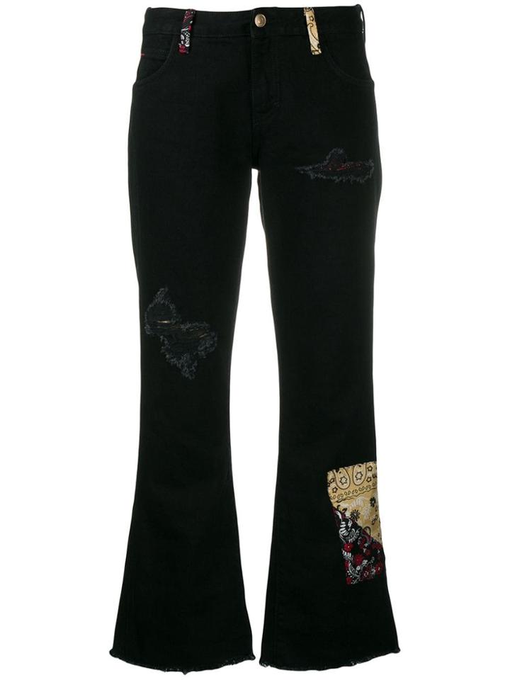Alanui Bandana Patch Flared Jeans - Black