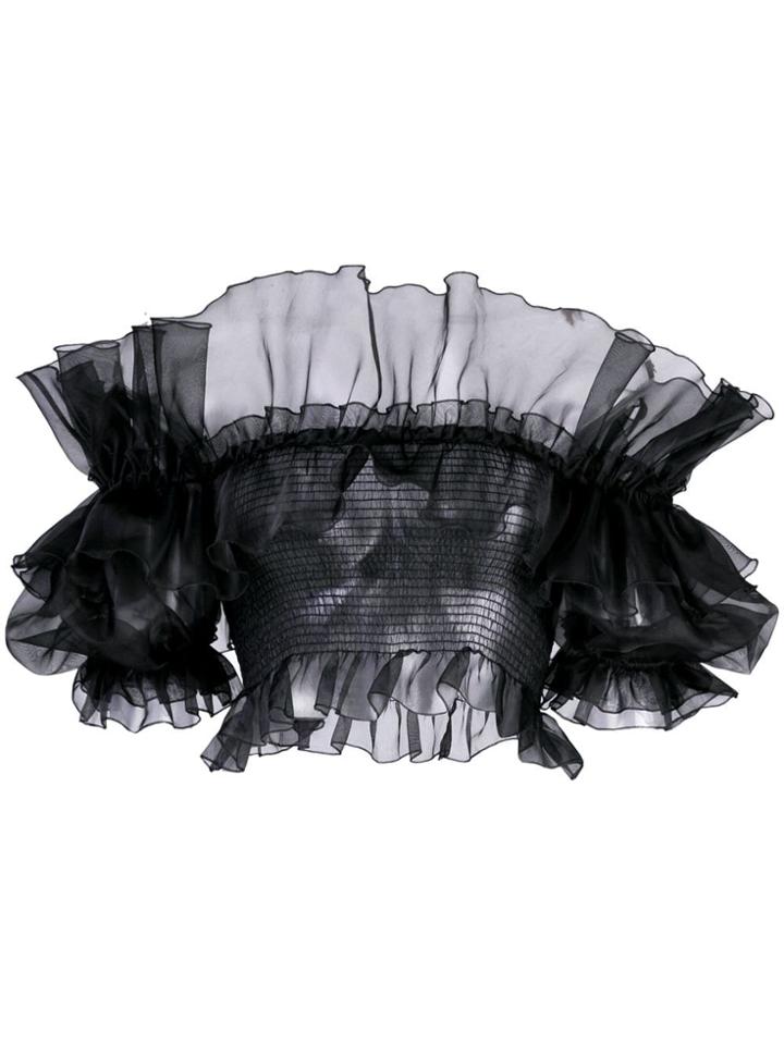 Giambattista Valli Cropped Ruffled Blouse - Black