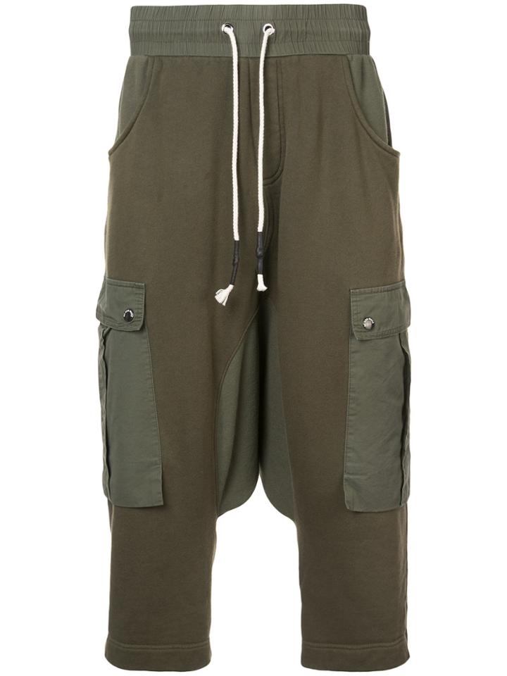 Mostly Heard Rarely Seen Drop Crotch Cargo Hybrid Pants - Green