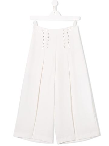 Elisabetta Franchi Kids Wide Leg Trousers - White