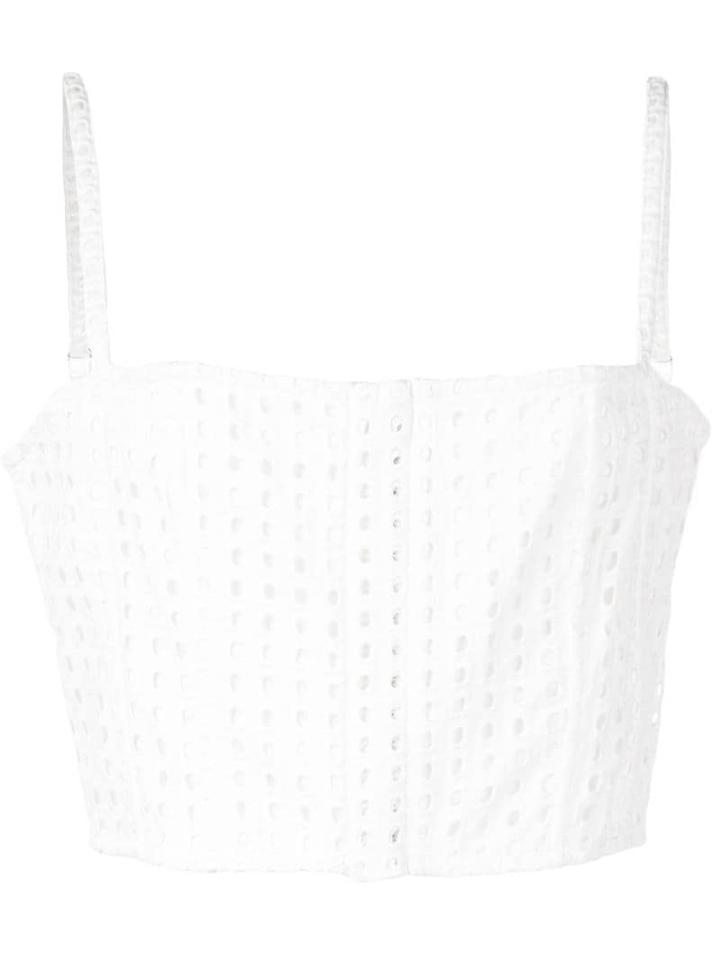 Fleur Du Mal Cropped Eyelet Top - White