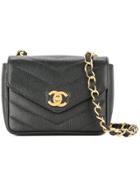 Chanel Vintage Chanel V-stitch Cc Single Chain Shoulder Bag - Black