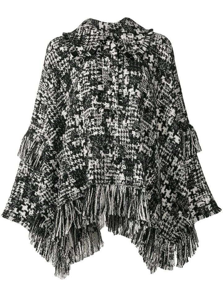 Dolce & Gabbana Flared Fringed Cape - Black