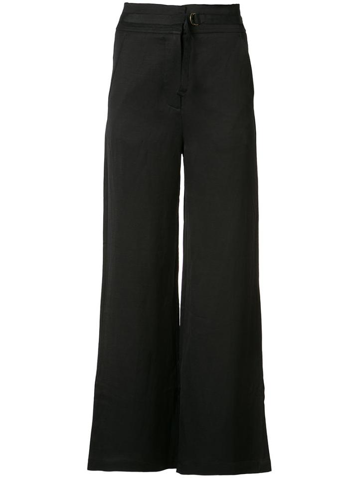 Lee Mathews - Flared Trousers - Women - Linen/flax/rayon/viscose - 2, Women's, Black, Linen/flax/rayon/viscose