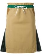 Sacai Drawstring Side Pleat Skirt, Women's, Size: 2, Green, Cotton/polyester/cupro