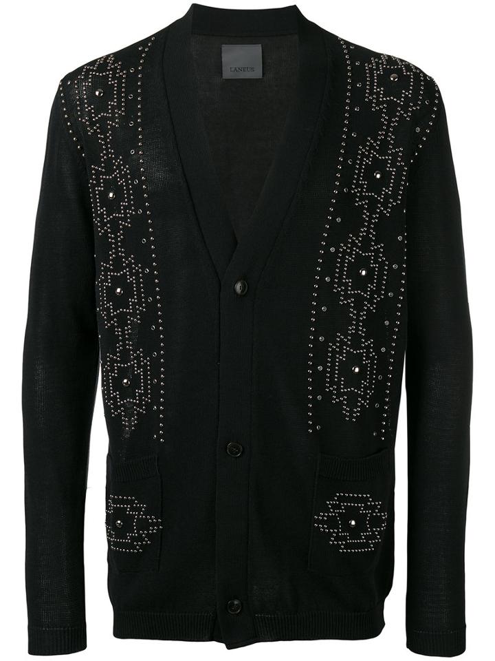 Laneus Embellished Cardigan, Men's, Size: 50, Black, Cotton