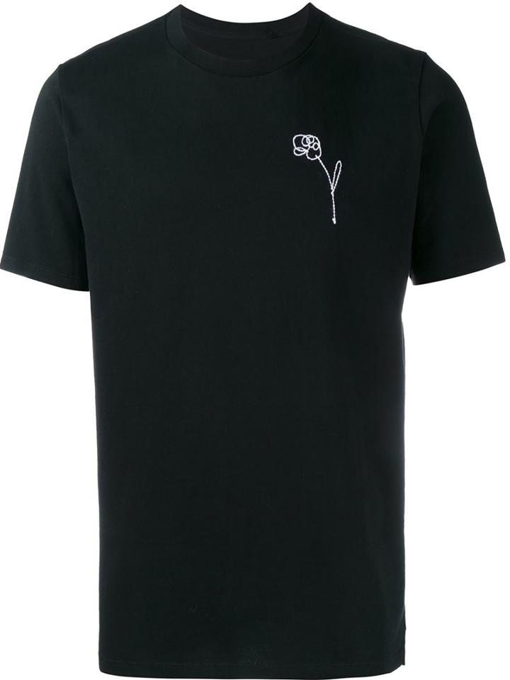 Rag & Bone Embroidered Flower T-shirt, Men's, Size: Medium, Black, Cotton