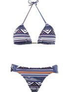 Brigitte Geometric Print Triangle Top Bikini Set, Women's, Size: Medium, Blue, Polyamide/spandex/elastane