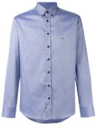 Etro Chest Logo Embroidered Shirt, Men's, Size: 39, Blue, Cotton/linen/flax
