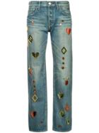 Tu Es Mon Trésor Mirror Motif Jeans - Blue