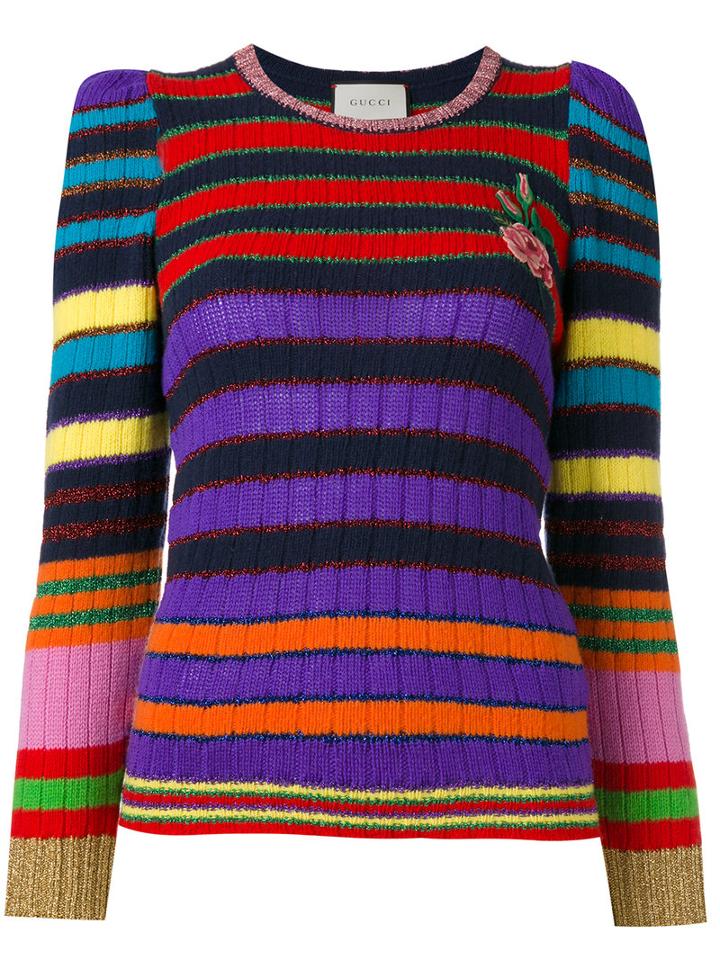 Gucci Striped Long Sleeve Jumper, Women's, Size: Medium, Polyamide/metallic Fibre/cashmere/wool