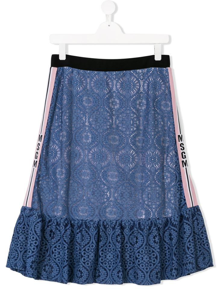 Msgm Kids Lace Skirt - Blue