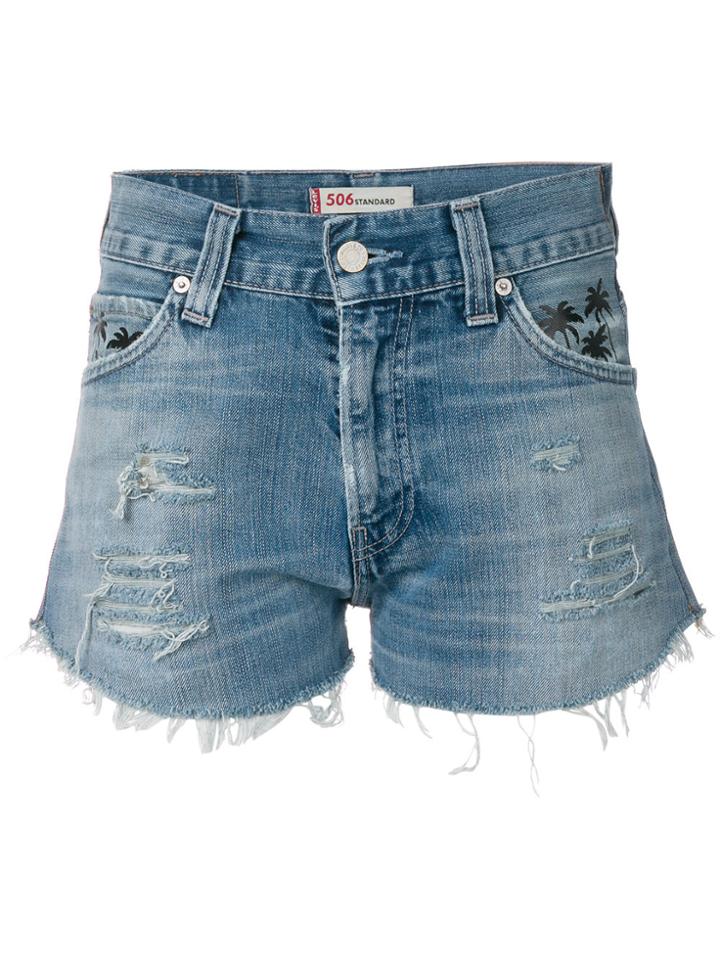 Chiara Ferragni Eye Patch Denim Shorts - Blue