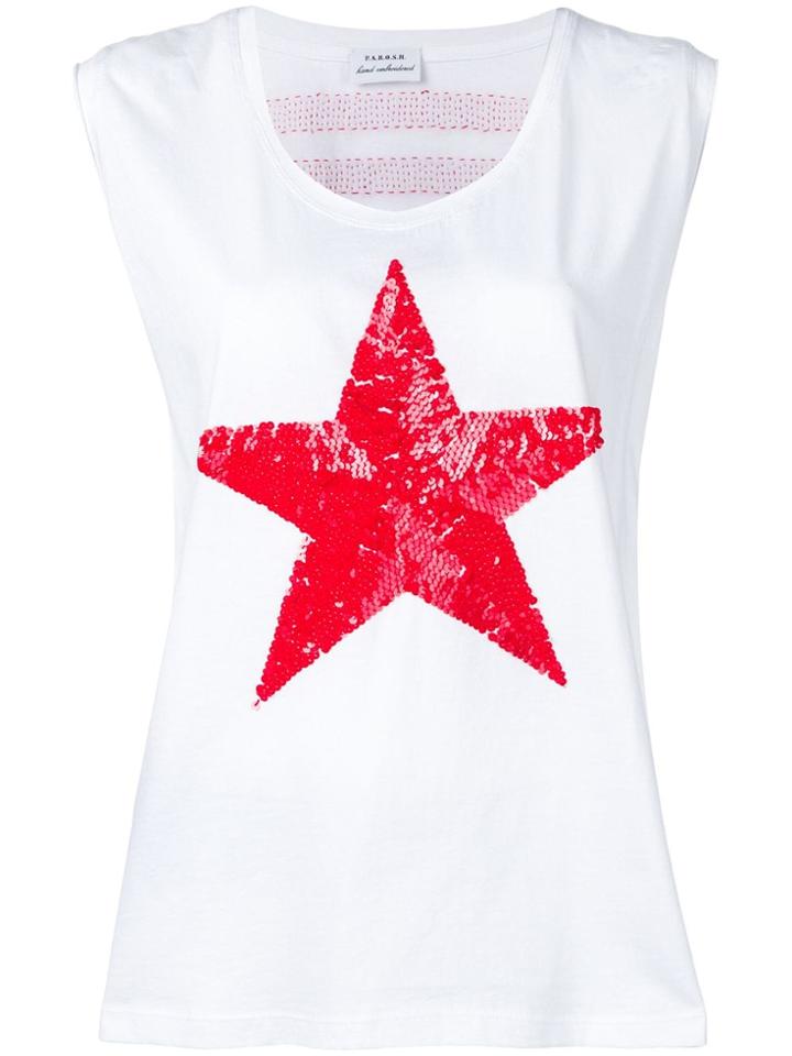 P.a.r.o.s.h. Sequinned Star Tank Top - White