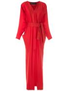 Gloria Coelho Long Belted Dress - Red