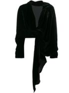 A.w.a.k.e. V-neck Tie Blouse - Black