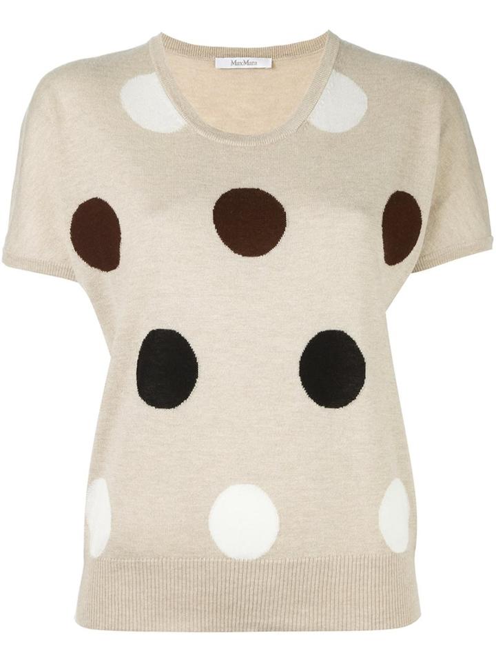 Max Mara Polka Dot Intarsia Top, Women's, Size: Medium, Nude/neutrals, Silk/cashmere