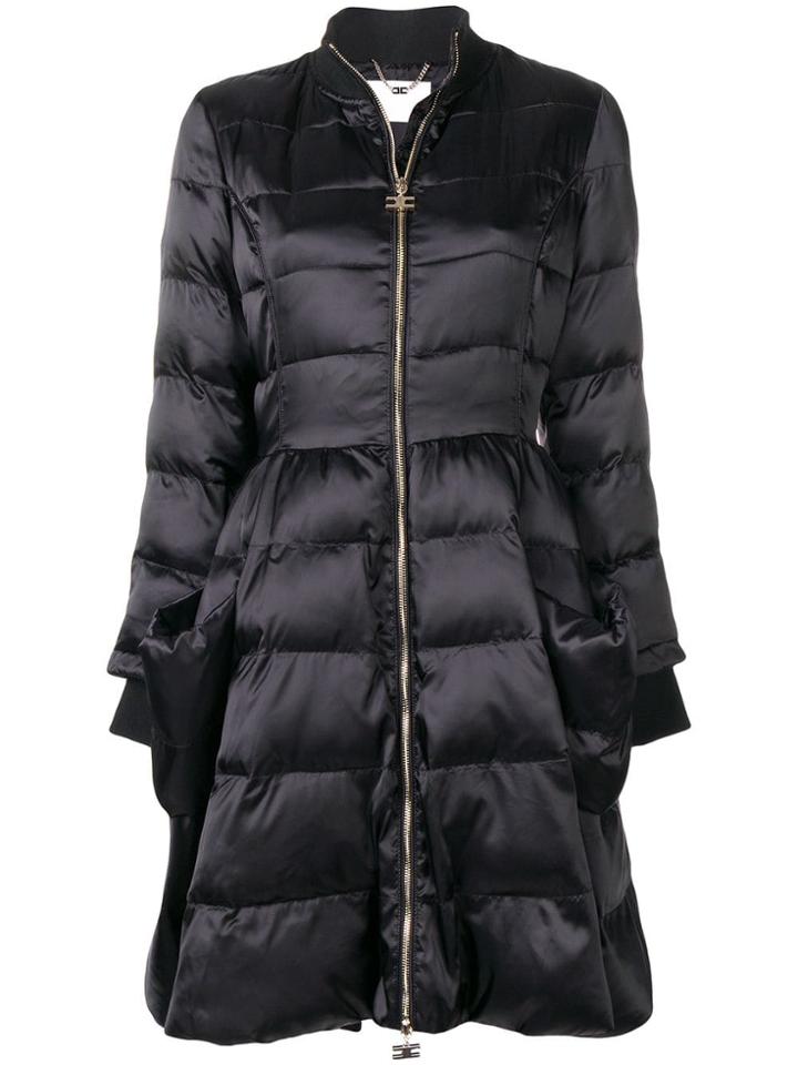Elisabetta Franchi Flared Puffer Jacket - Black