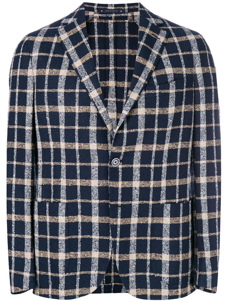 Bagnoli Sartoria Napoli Single Breasted Checked Blazer - Blue