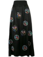 Fendi Embroidered Flower Skirt, Women's, Size: 40, Black, Viscose/glass/silk/polyester