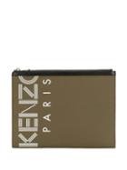 Kenzo Logo Zipped Pouch - Green