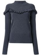 Le Ciel Bleu Ruffle Detail Jumper, Women's, Size: 36, Grey, Polyester/rayon