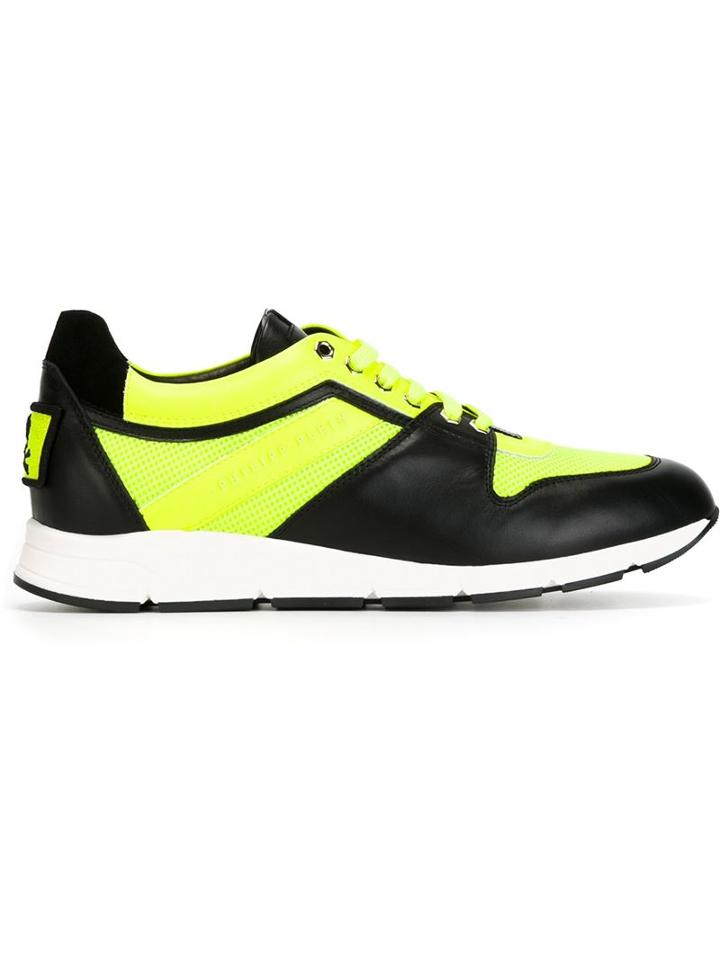 Philipp Plein Neon Wave Sneakers, Men's, Size: 45, Black, Calf Leather/rubber