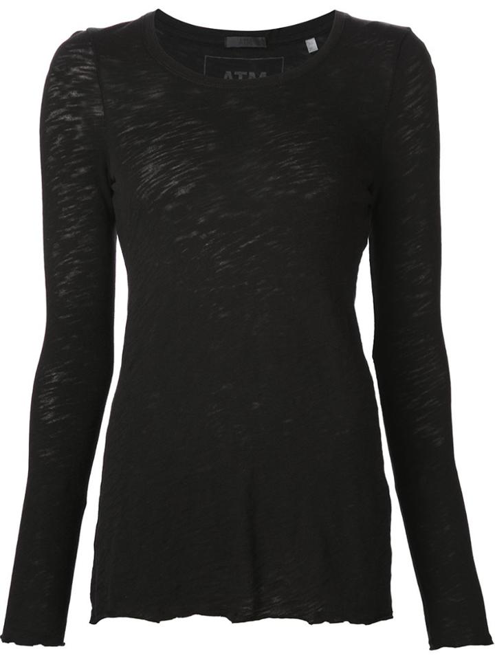 Atm Anthony Thomas Melillo Slub Jersey Long Sleeve Destroyed Wash Tee
