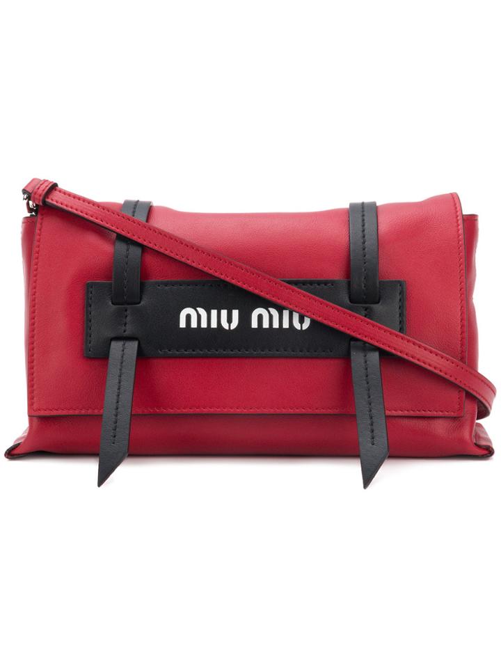 Miu Miu Front Logo Crossbody Bag - Red