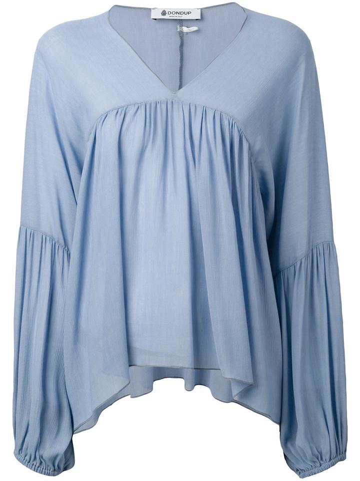 Dondup - Manon Pleated Blouse - Women - Viscose - 44, Blue, Viscose