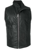 Rick Owens Asymmetric Sleeveless Leather Jacket - Black