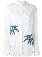 Victoria Victoria Beckham Mandarin Neck Shirt, Women's, Size: 12, White, Cotton/viscose