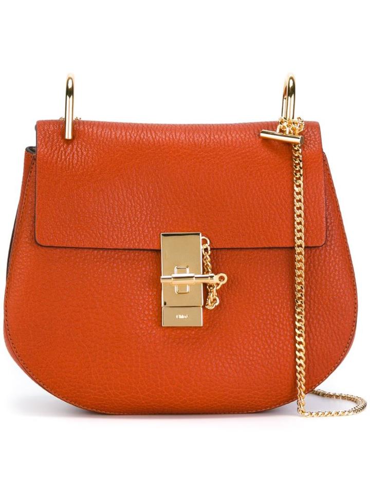 Chloé 'drew' Shoulder Bag, Women's, Yellow/orange, Calf Suede/lamb Skin