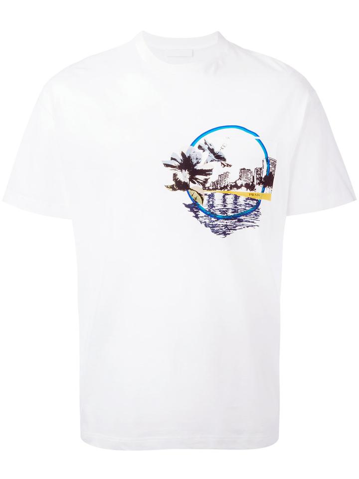Prada Chest Pocket Print T-shirt, Men's, Size: Xxl, White, Cotton