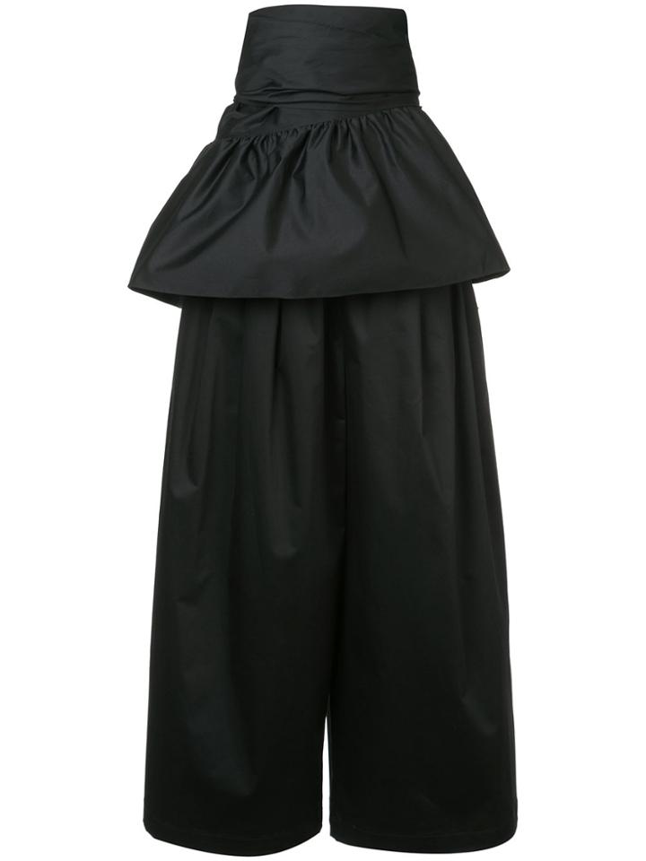 Tome Wide Leg Peplum Trousers - Black