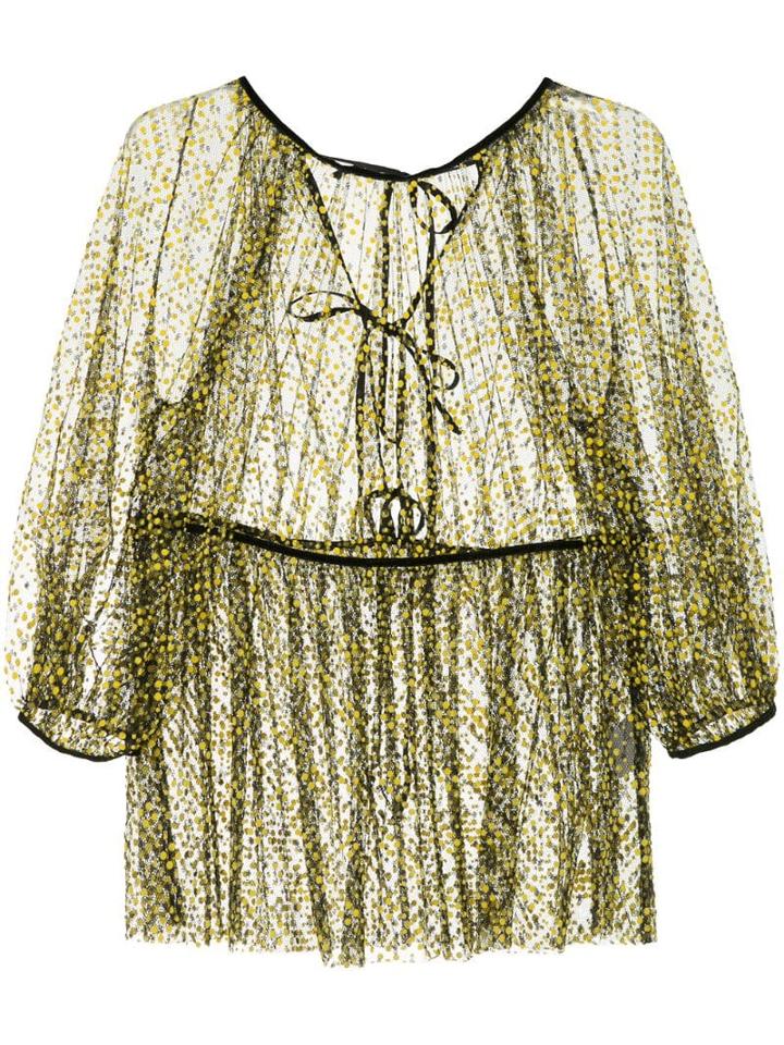 Cecilie Bahnsen Flocked Tulle Blouse - Yellow