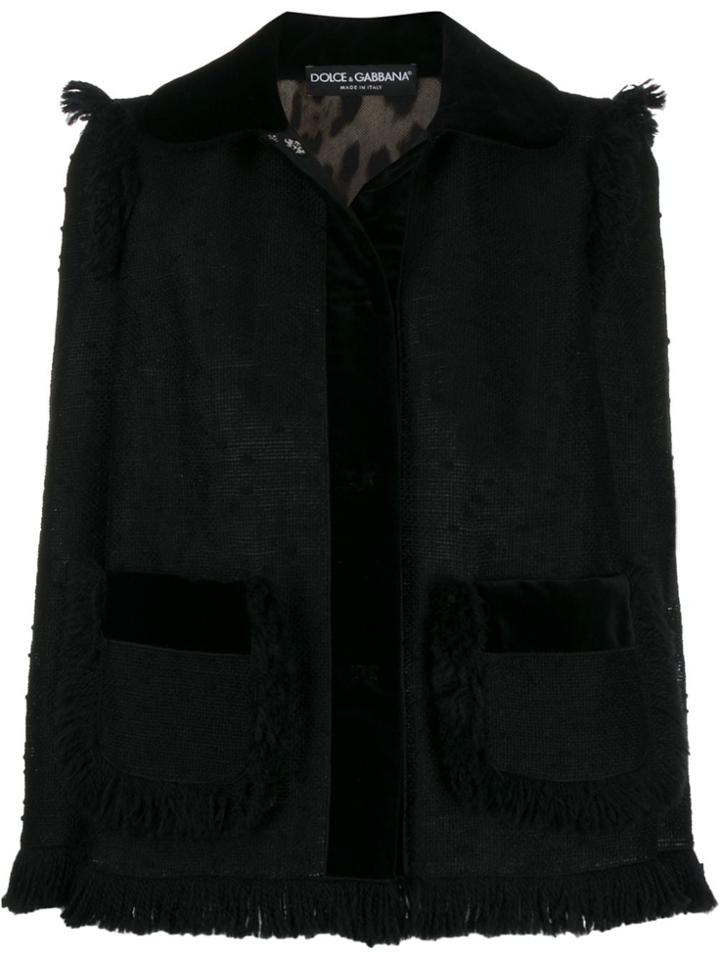 Dolce & Gabbana Fringed Tweed Jacket - Black