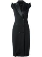 Plein Sud - Double Breasted Dress - Women - Cotton/polyester/acetate/virgin Wool - 38, Women's, Black, Cotton/polyester/acetate/virgin Wool