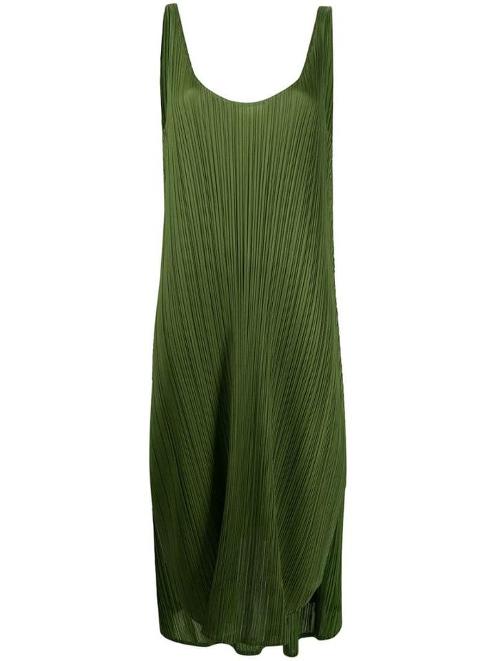 Pleats Please By Issey Miyake Pleated Slip Dress - Green