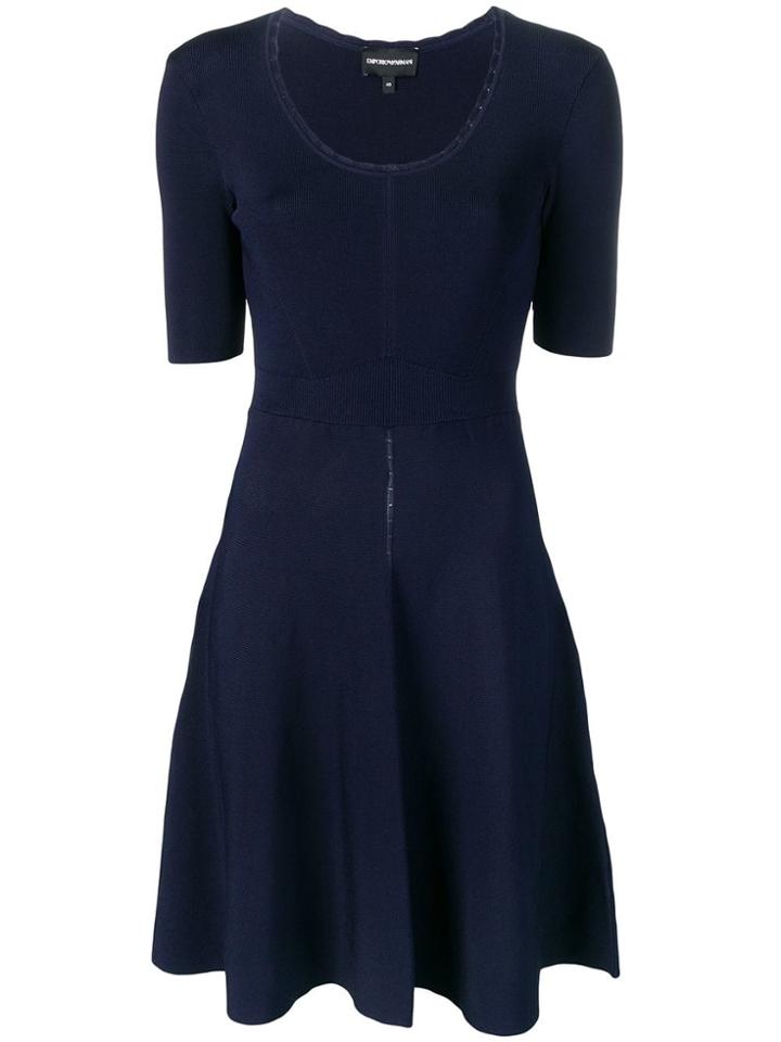 Emporio Armani Decorative Stitching Knitted Dress - Blue