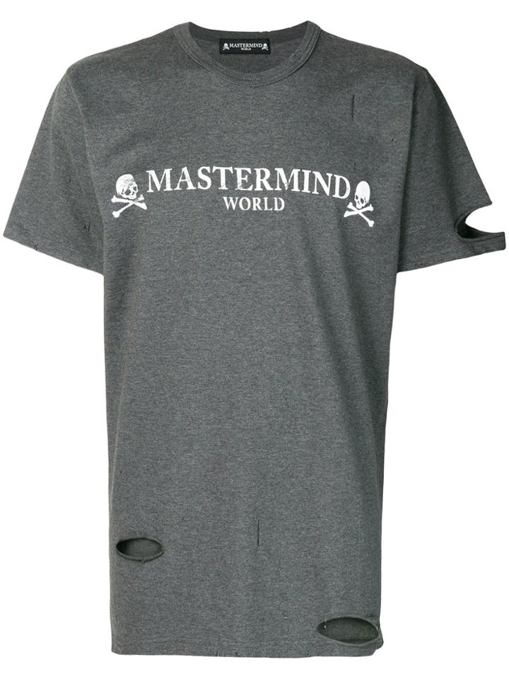 Mastermind Japan Distressed Logo Print T-shirt - Grey