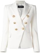Balmain Double Breasted Blazer, Women's, Size: 36, White, Cotton/spandex/elastane/viscose