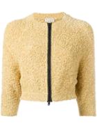 Brunello Cucinelli Cropped Zipped Cardigan, Women's, Size: Small, Yellow/orange, Cotton/polyamide