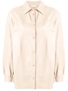 Drome Ls Leather Blouse Drop Shoulder Btn Up Front &