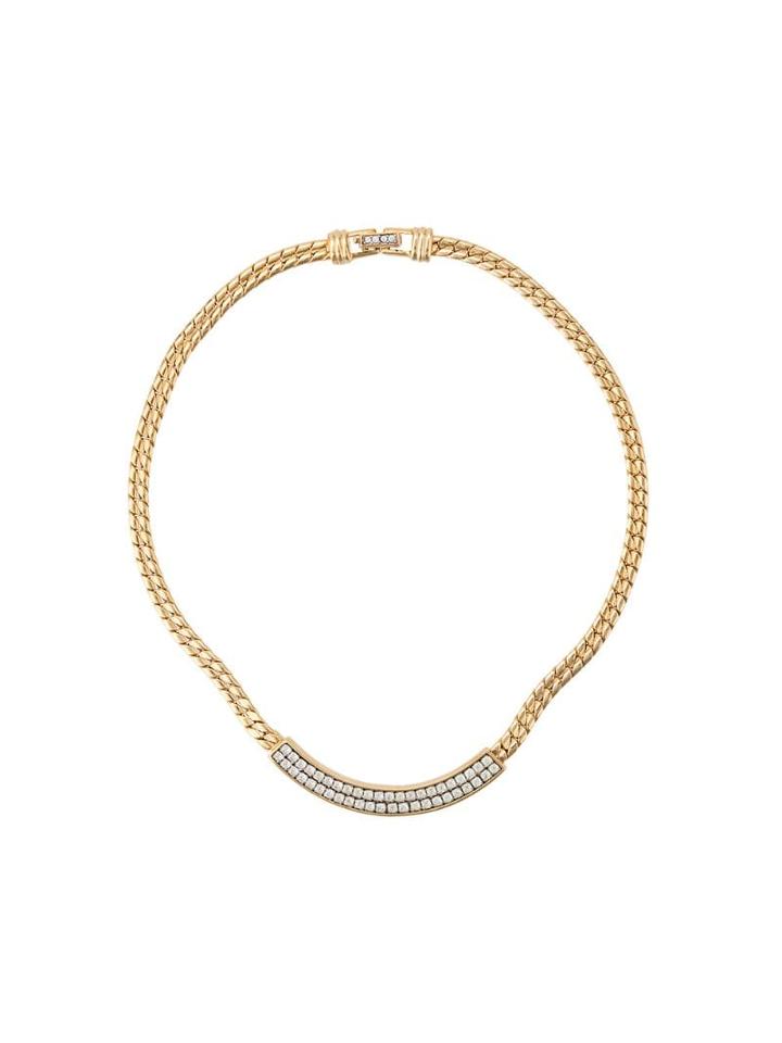 Susan Caplan Vintage 1980's Swarovski Necklace - Gold