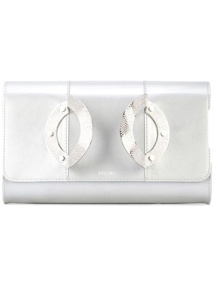 Perrin Paris Foldover Top Clutch Bag - Plata