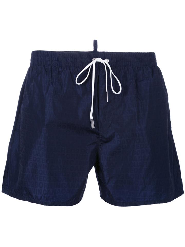 Dsquared2 Logo Print Swim Shorts - Blue
