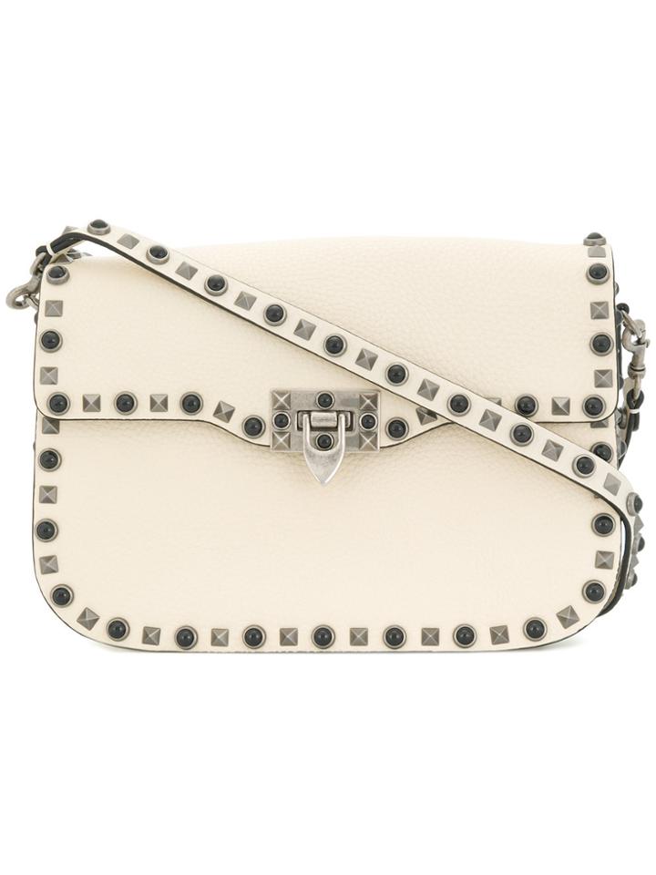 Valentino Rockstud Rolling Shoulder Bag - Nude & Neutrals