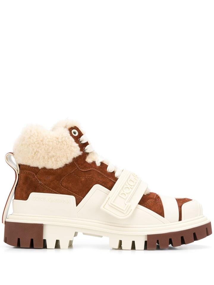 Dolce & Gabbana Shearling Trekking Boots - Brown